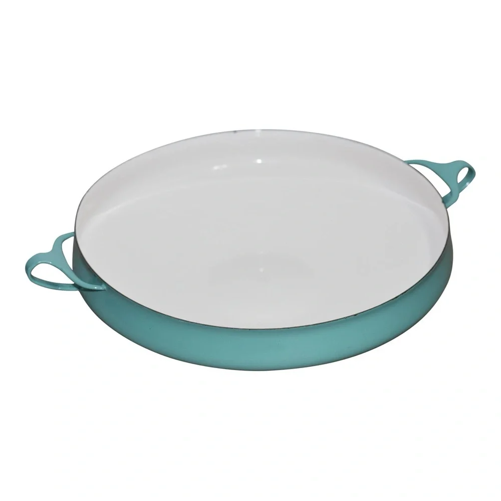 Dansk Turquoise Blue Enamel Paella Pan 13.25” Vintage MCM Kobenstyle Denmark